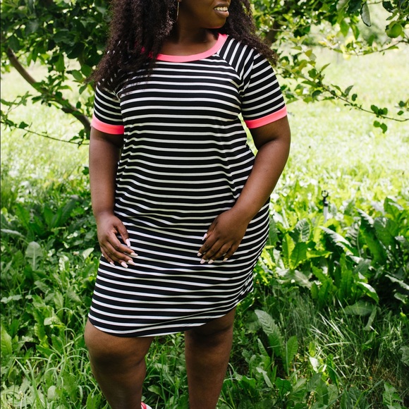 Later Skater T-Shirt Dress with Hot Pink Trim - Picture 8 of 11